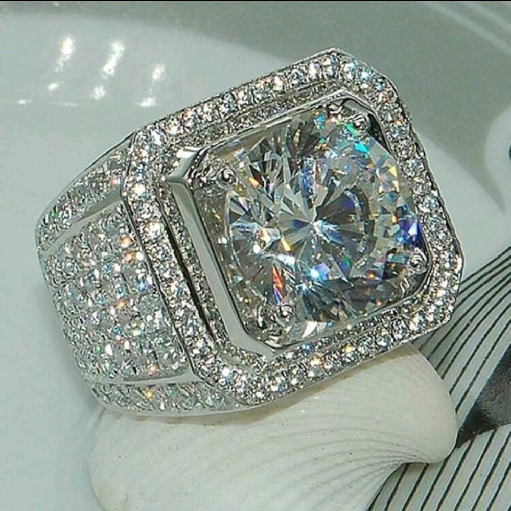 Sterling Silver Cubic Zirconia Men's Ring